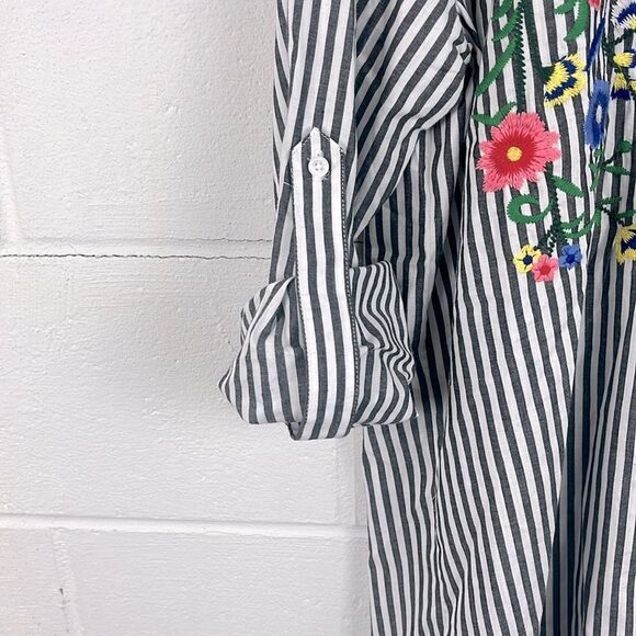 Walter Baker Becca button up floral embroidered long sleeve tunic top - Picture 7 of 7